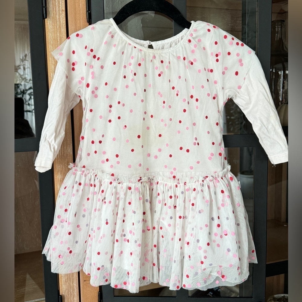 Stella McCartney girl tulle dress polka dots confetti long sleeves toddler baby